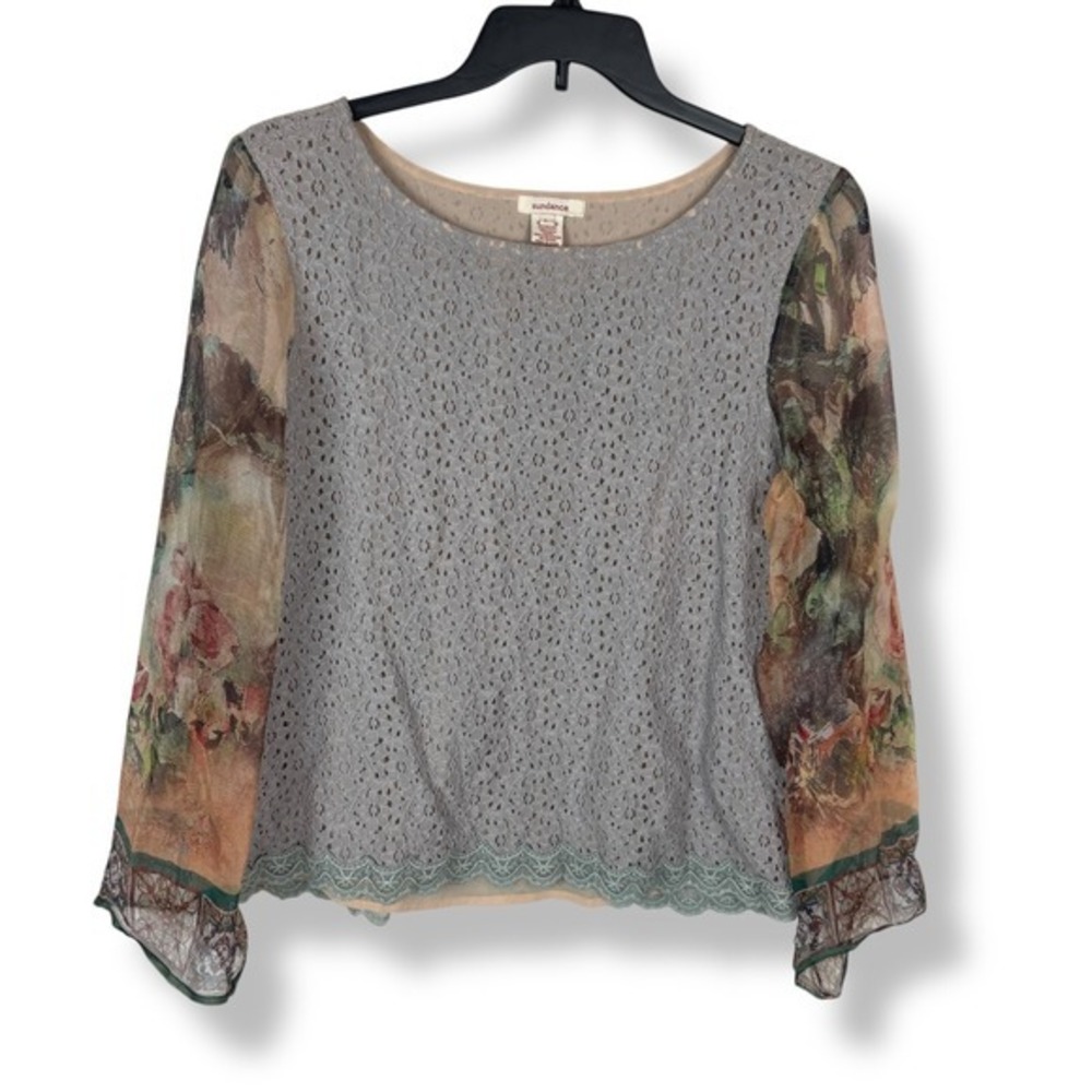 Sundance Silk Lace‎ Floral Top Size Large Cottagecore Boho Fairy Earthy Artsy